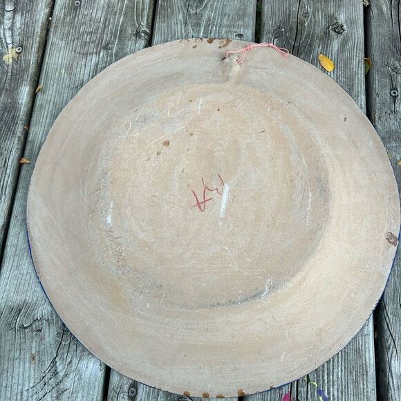 Mexican Folk Art Plate Terracotta Pottery Wall Hanging Hand Painted 16” - Picture 5 of 16